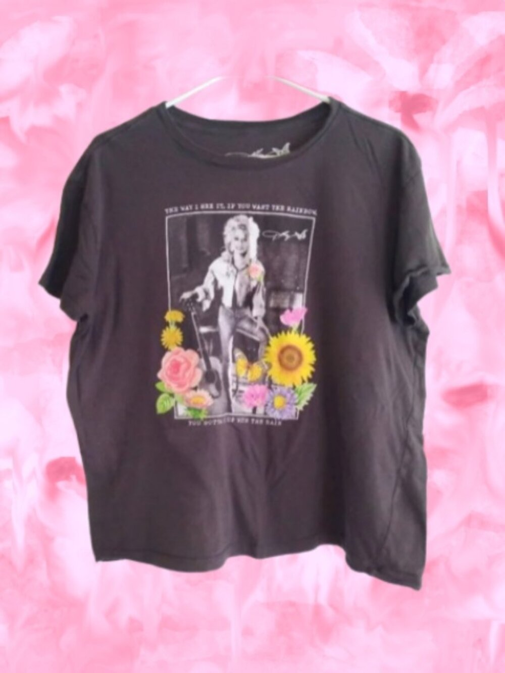 Dolly Parton Faded Black Graphic Tee T-Shirt XL Retro Western Country Concert